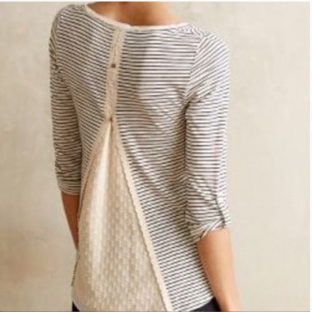 Anthropologie x Meadow Rue Cassia Stripe Lace Back Top
